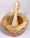 Morter and pestle. Olive wood